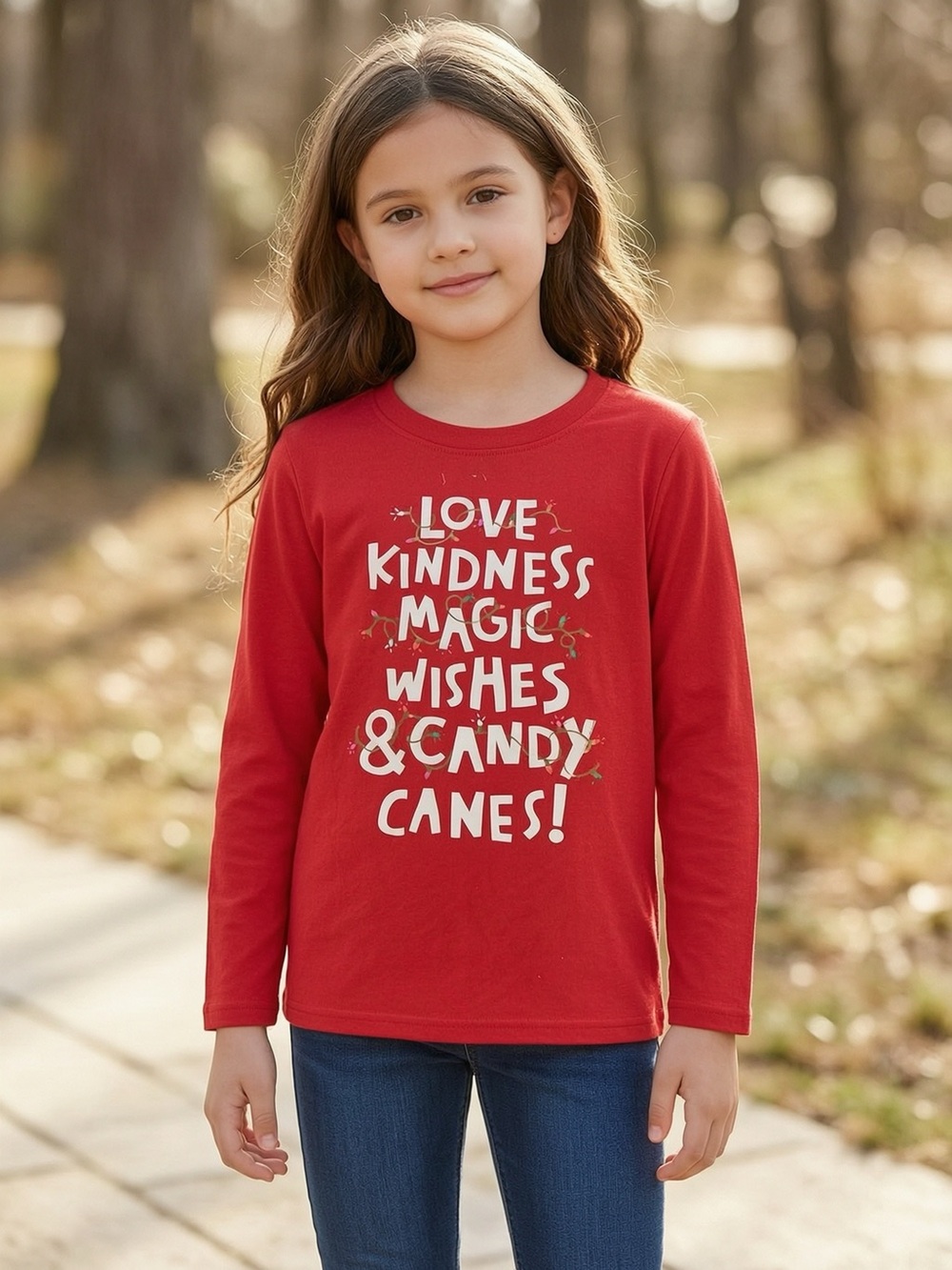 Cat & Jack Red Long-Sleeve Holiday Graphic Tee